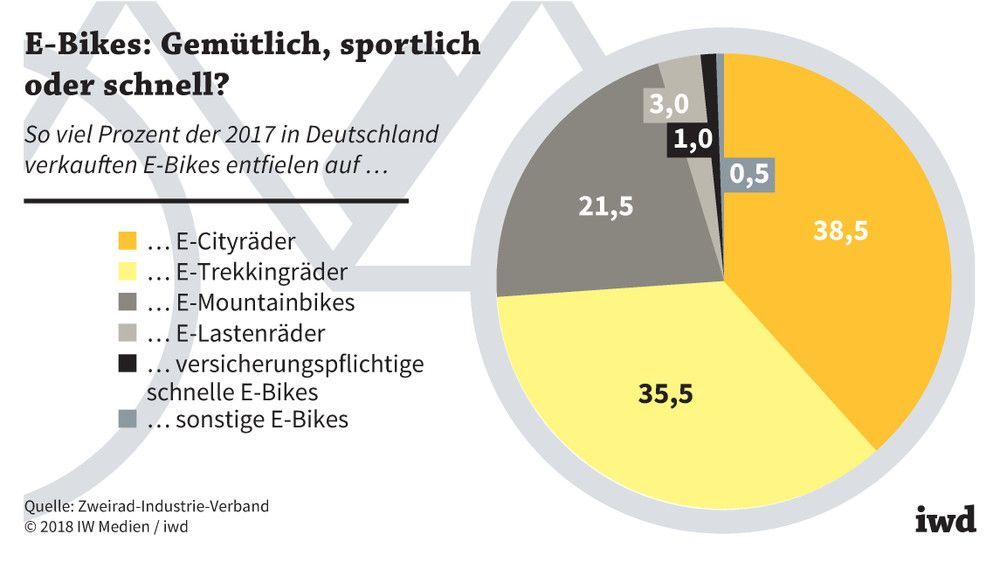 Verkaufte E-Bikes in Deutschland im Jahr 2017 nach Modelltypen in Prozent