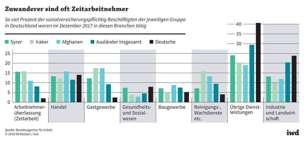 In diesen Branchen arbeiteten die sozialversicherungspflichtig Beschäfigten der jeweiligen Gruppe in Deutschland im Dezember 2017
